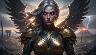 AI: Portrait of a fierce female warrior queen,
wearing elaborate hand-crafted gold...