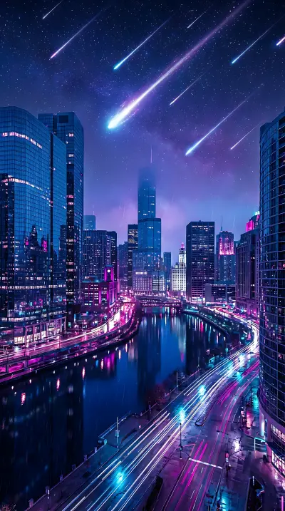 Cityscape Meteor Shower Vista