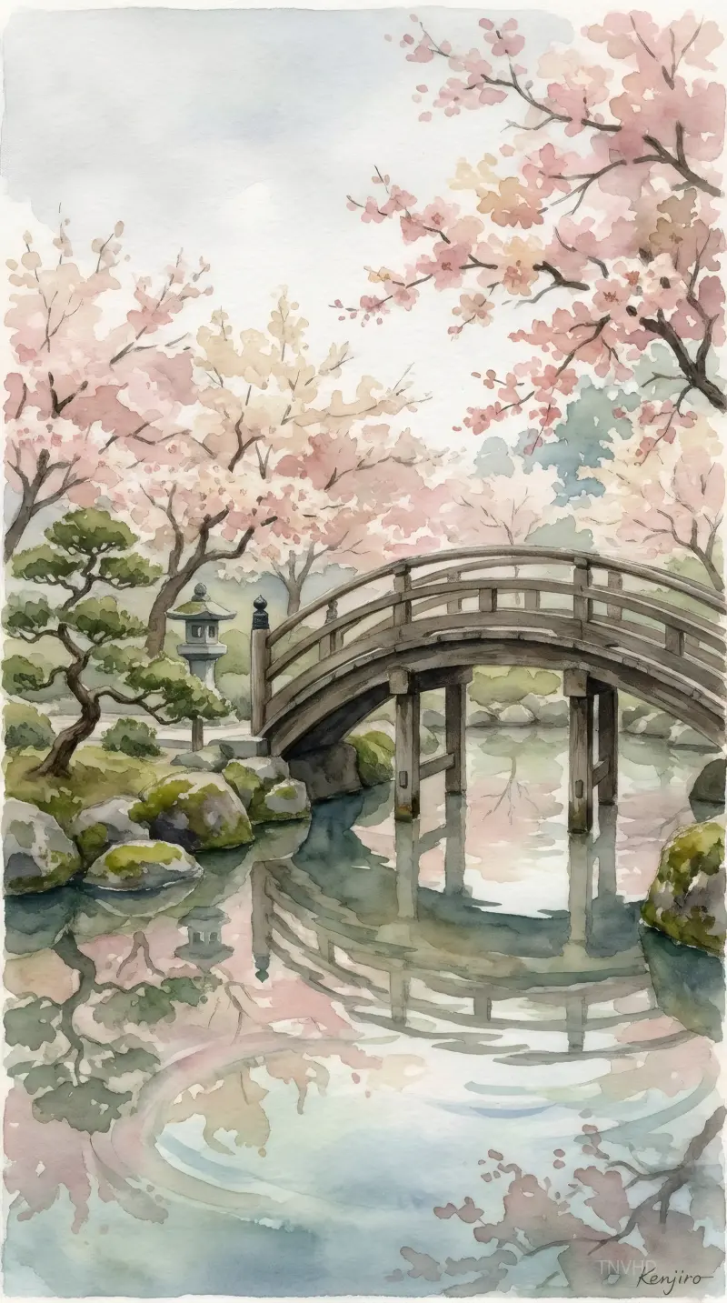 Peaceful Japanese Garden in Spring