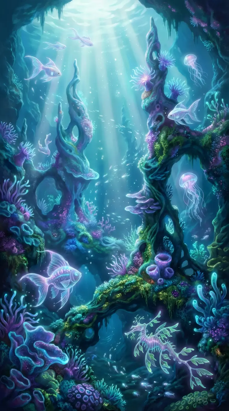 Underwater Bioluminescent Fantasy Reef