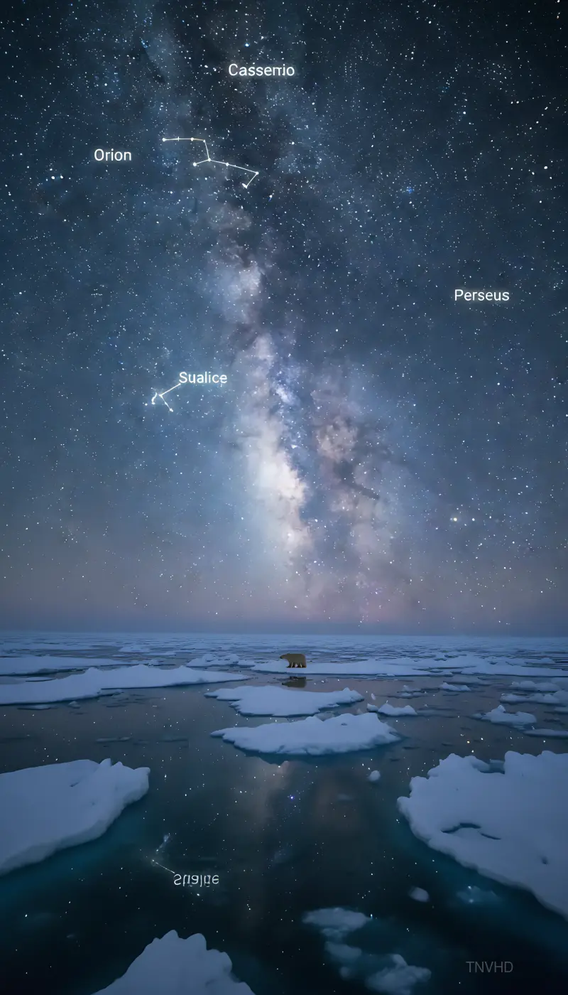 AI: The Arctic winter sky at 3am,
an impossible density of stars 
blazing from horiz...