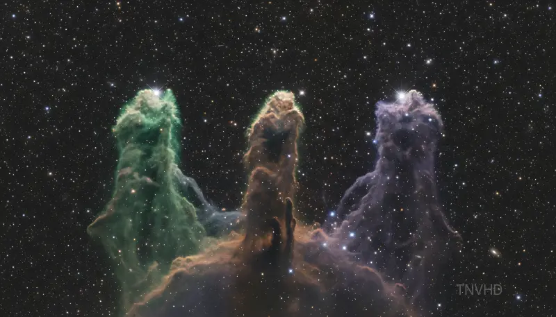 AI: The Eagle Nebula's Pillars of Creation 
in breathtaking photorealistic detail....
