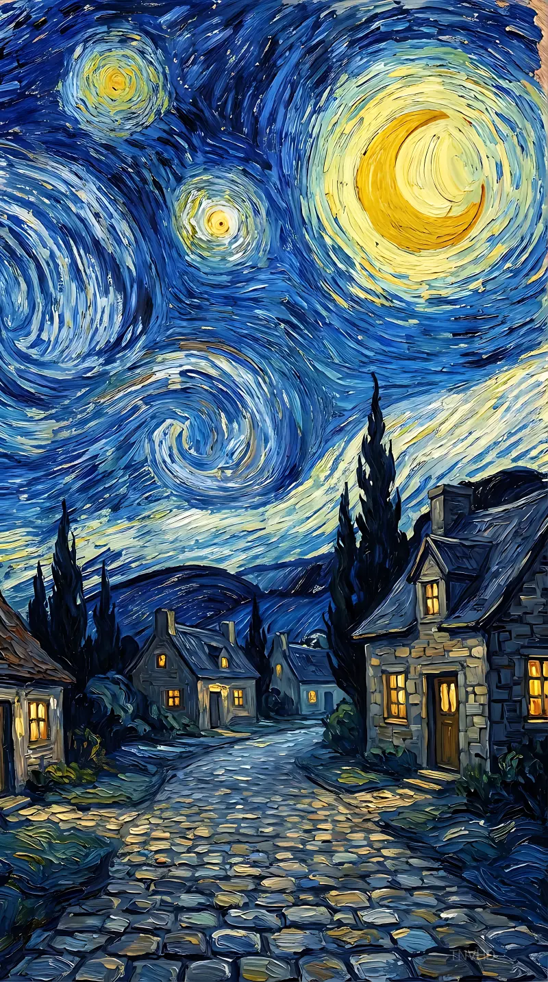 Starry Night Over Village