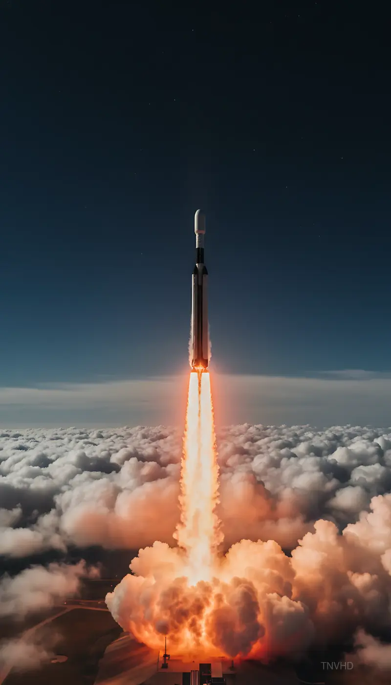 A massive rocket launching vertically