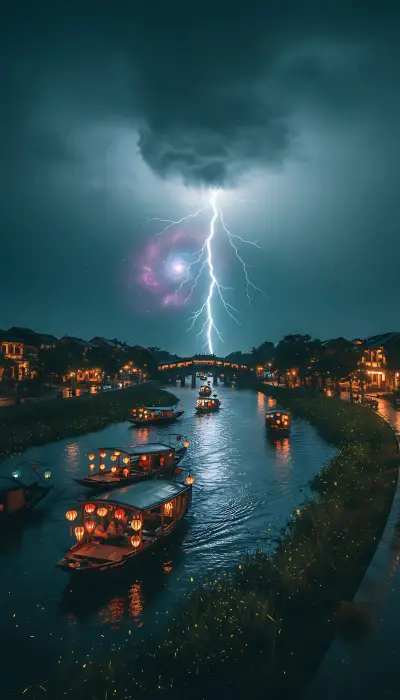 Lightning Over Lantern River