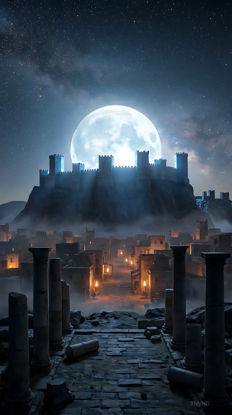 Supermoon Over Ancient Citadel