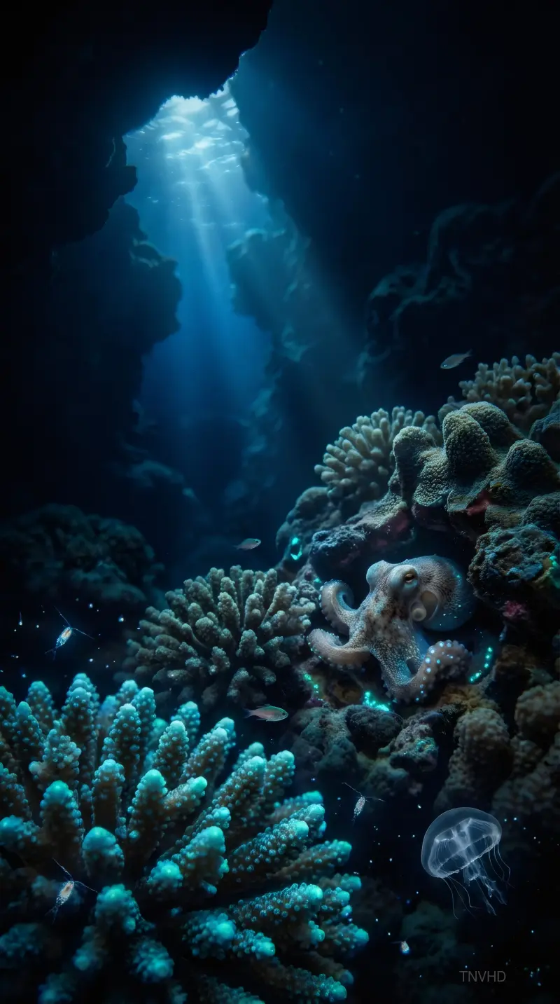 Bioluminescent Reef Nightscape