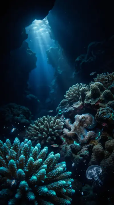 Bioluminescent Reef Nightscape