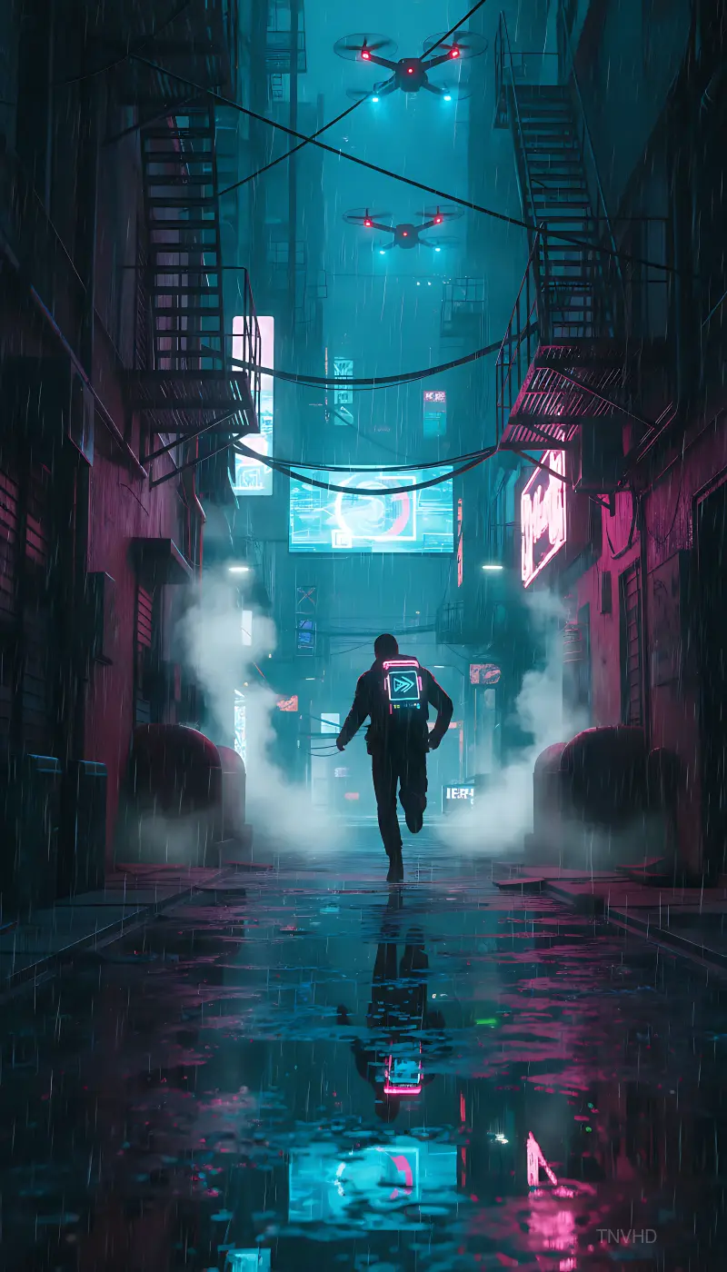 Neon Rainy Alley Chase