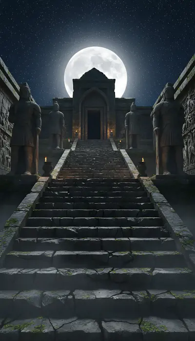 Temple Steps Under Stars