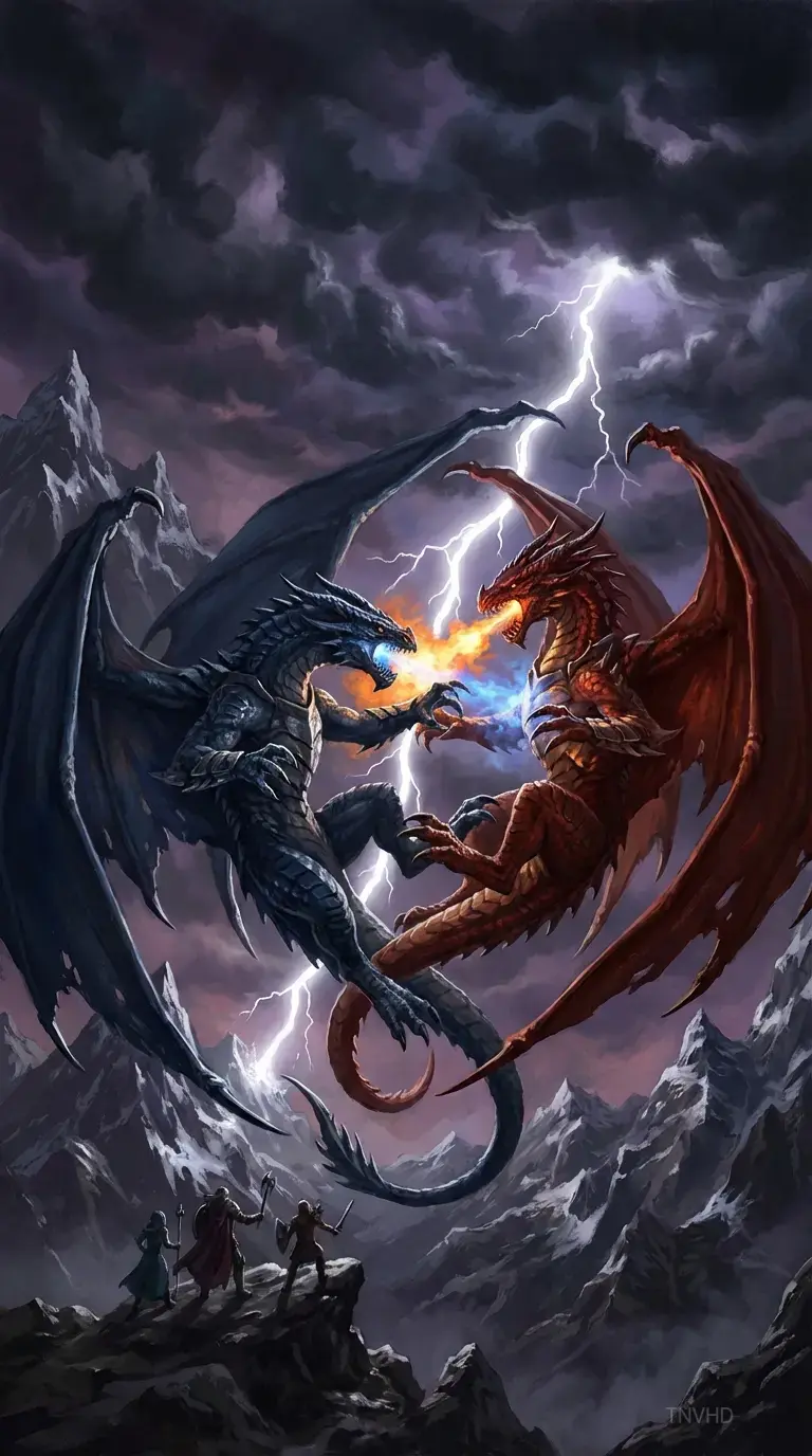 Epic Fantasy Dragon Battle