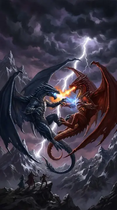 Epic Fantasy Dragon Battle