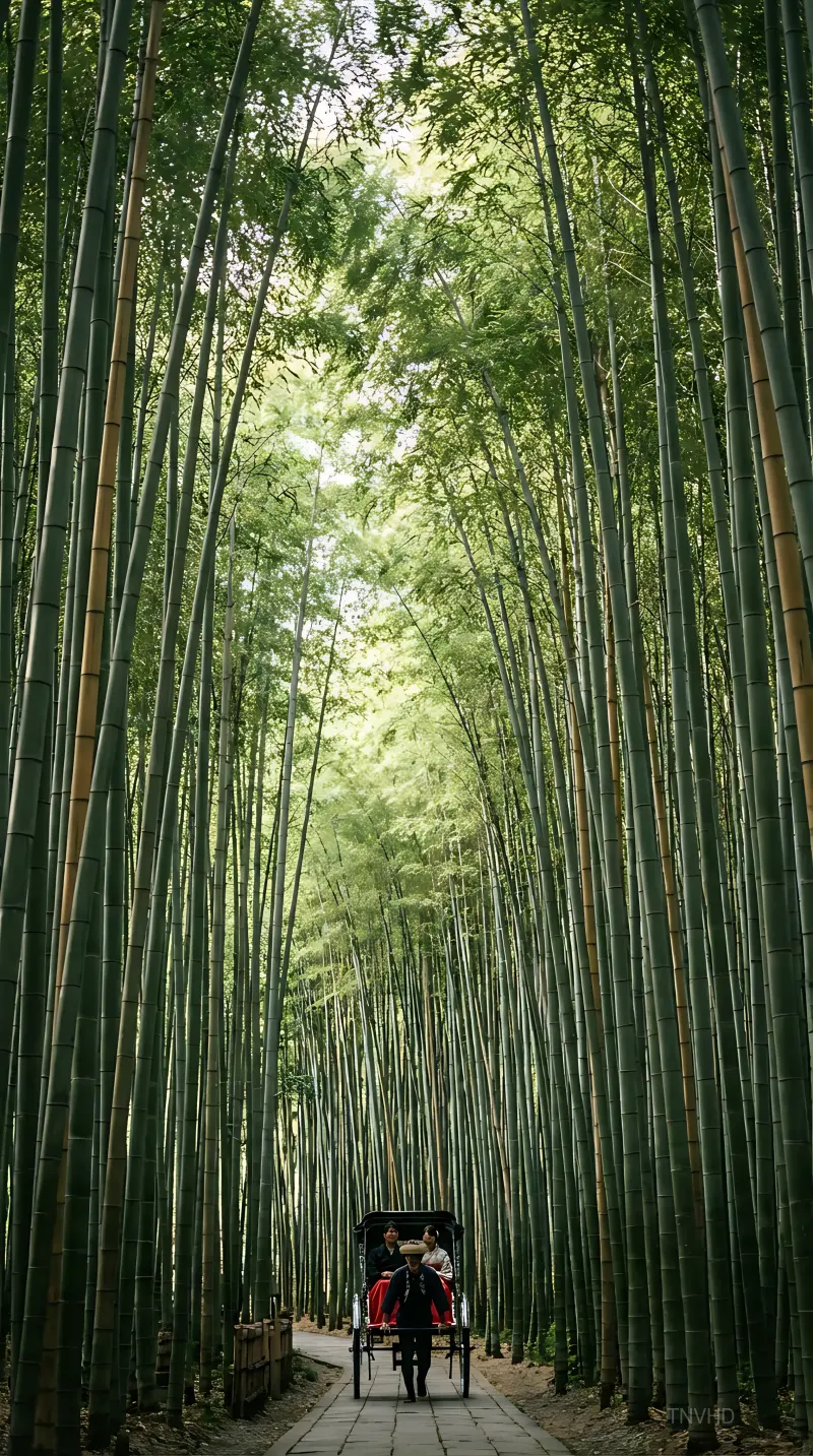 The famous bamboo grove of Arashiyama, Kyoto,