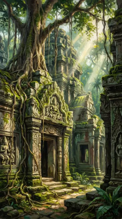 Ancient Temple Ruins in Jungle